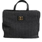 Große Shopper-Tasche aus Strick und Häkelarbeit mit DG-Logo in Schwarz
