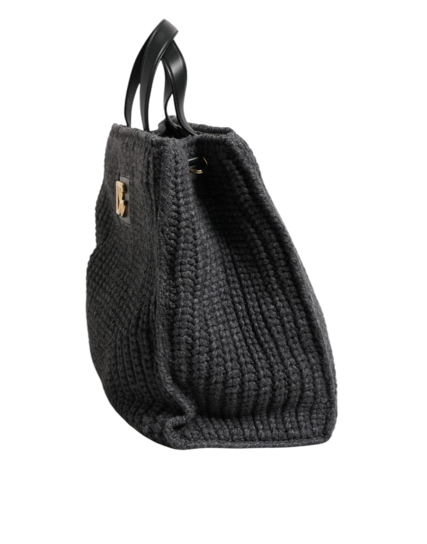 Große Shopper-Tasche aus Strick und Häkelarbeit mit DG-Logo in Schwarz