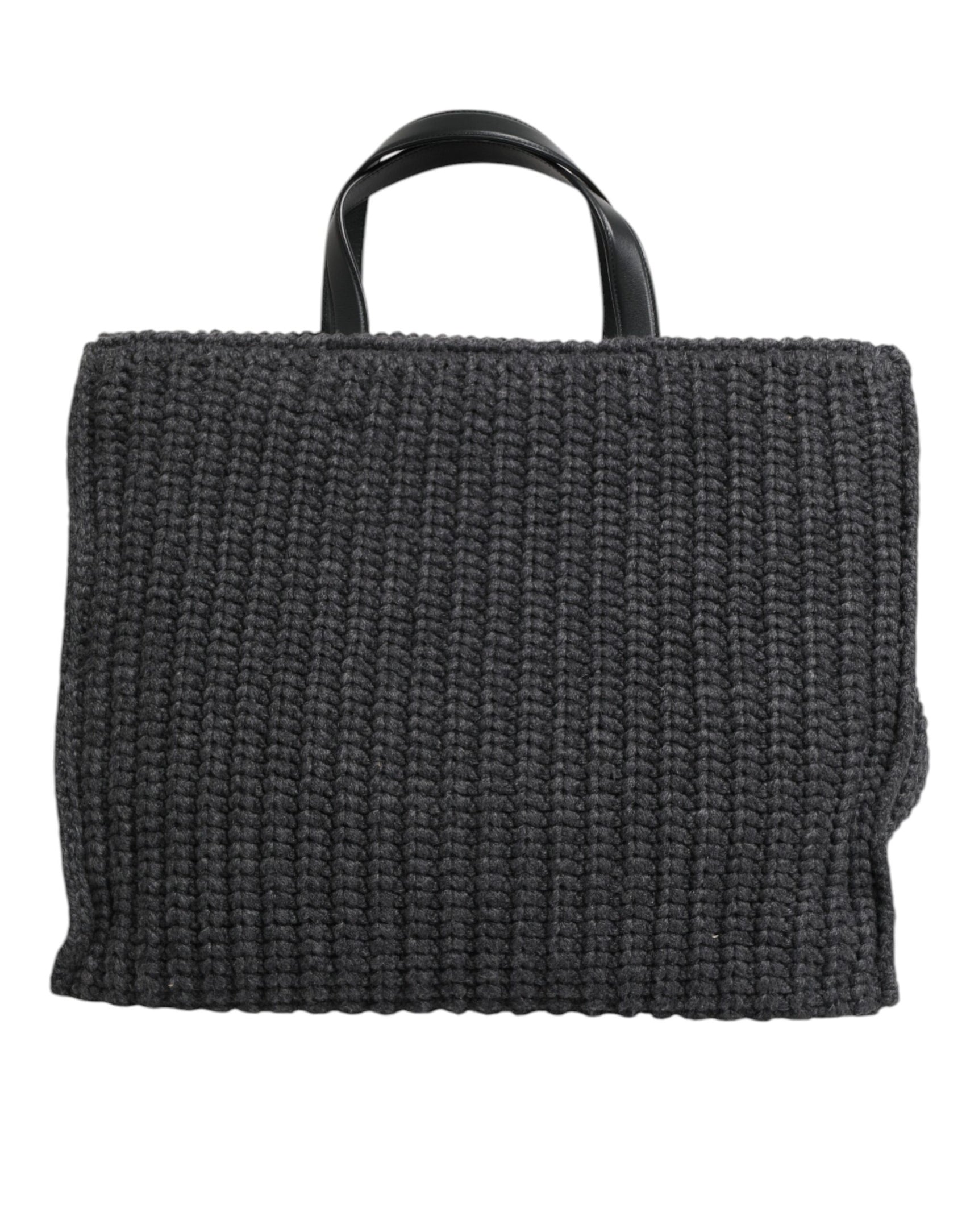Große Shopper-Tasche aus Strick und Häkelarbeit mit DG-Logo in Schwarz