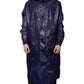 Dark Blue Cotton Hooded Men Raincoat Jacket