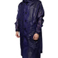 Dark Blue Cotton Hooded Men Raincoat Jacket