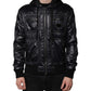 Black Nylon Hooded Full Zip Blouson Jacket