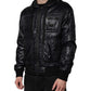 Black Nylon Hooded Full Zip Blouson Jacket