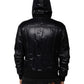 Black Nylon Hooded Full Zip Blouson Jacket