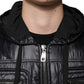 Black Nylon Hooded Full Zip Blouson Jacket