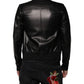 Black Lambskin Full Zip Biker Blouson Jacket