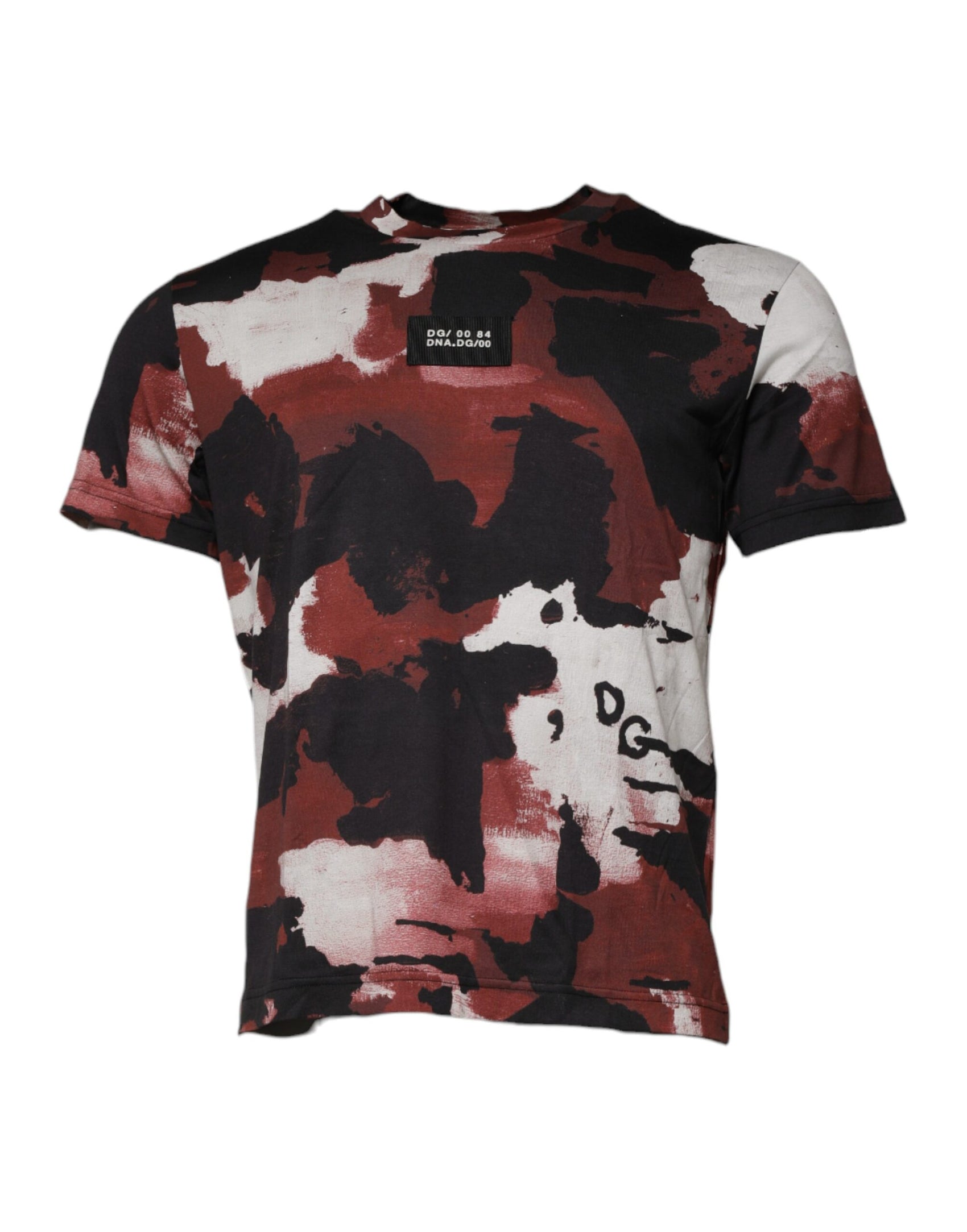 Mehrfarbiges T-Shirt mit Rundhalsausschnitt und Camouflage-Muster
