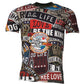 Mehrfarbiges Rundhals-T-Shirt aus Baumwolle mit Grafikdruck
