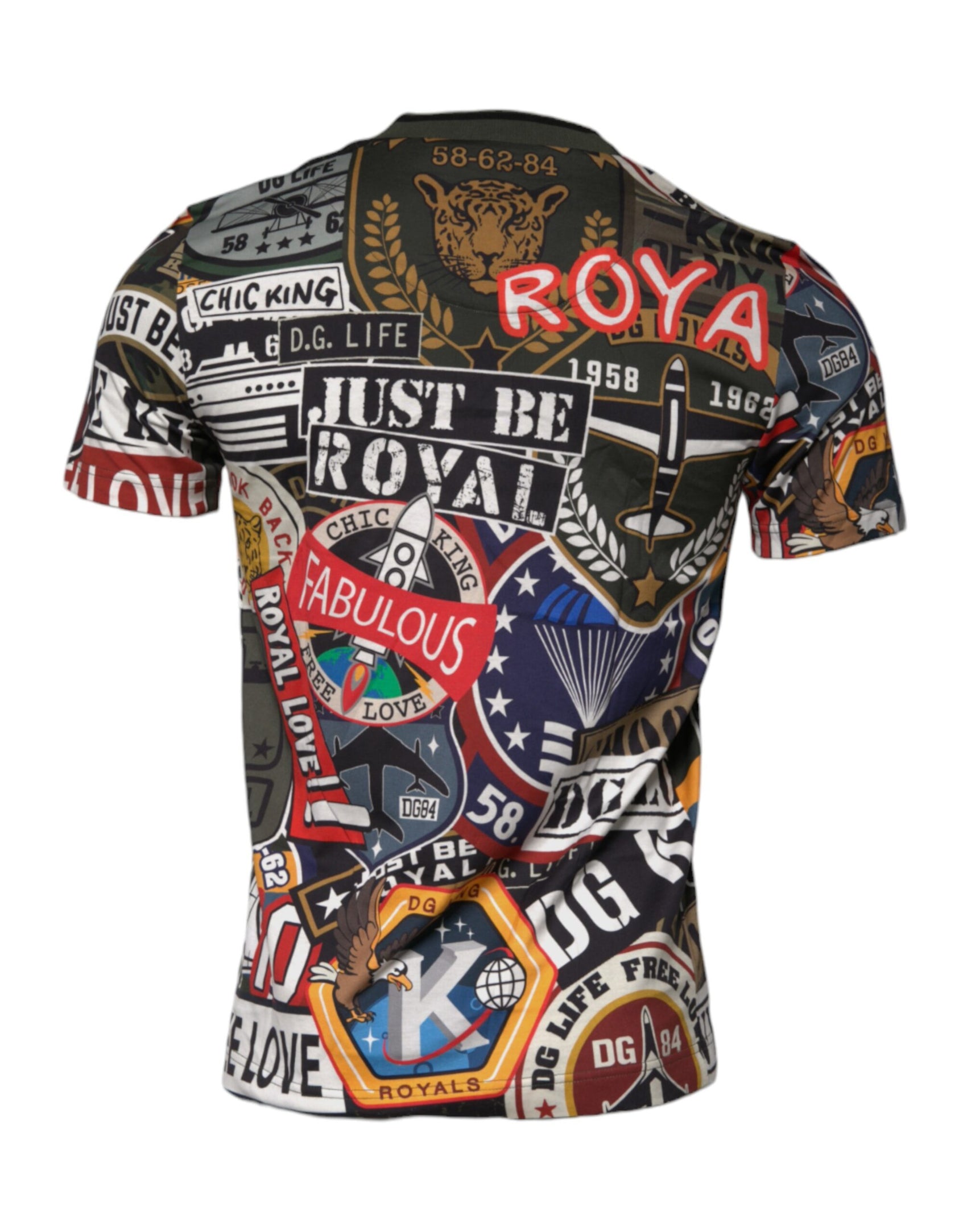 Mehrfarbiges Rundhals-T-Shirt aus Baumwolle mit Grafikdruck