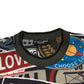 Mehrfarbiges Rundhals-T-Shirt aus Baumwolle mit Grafikdruck