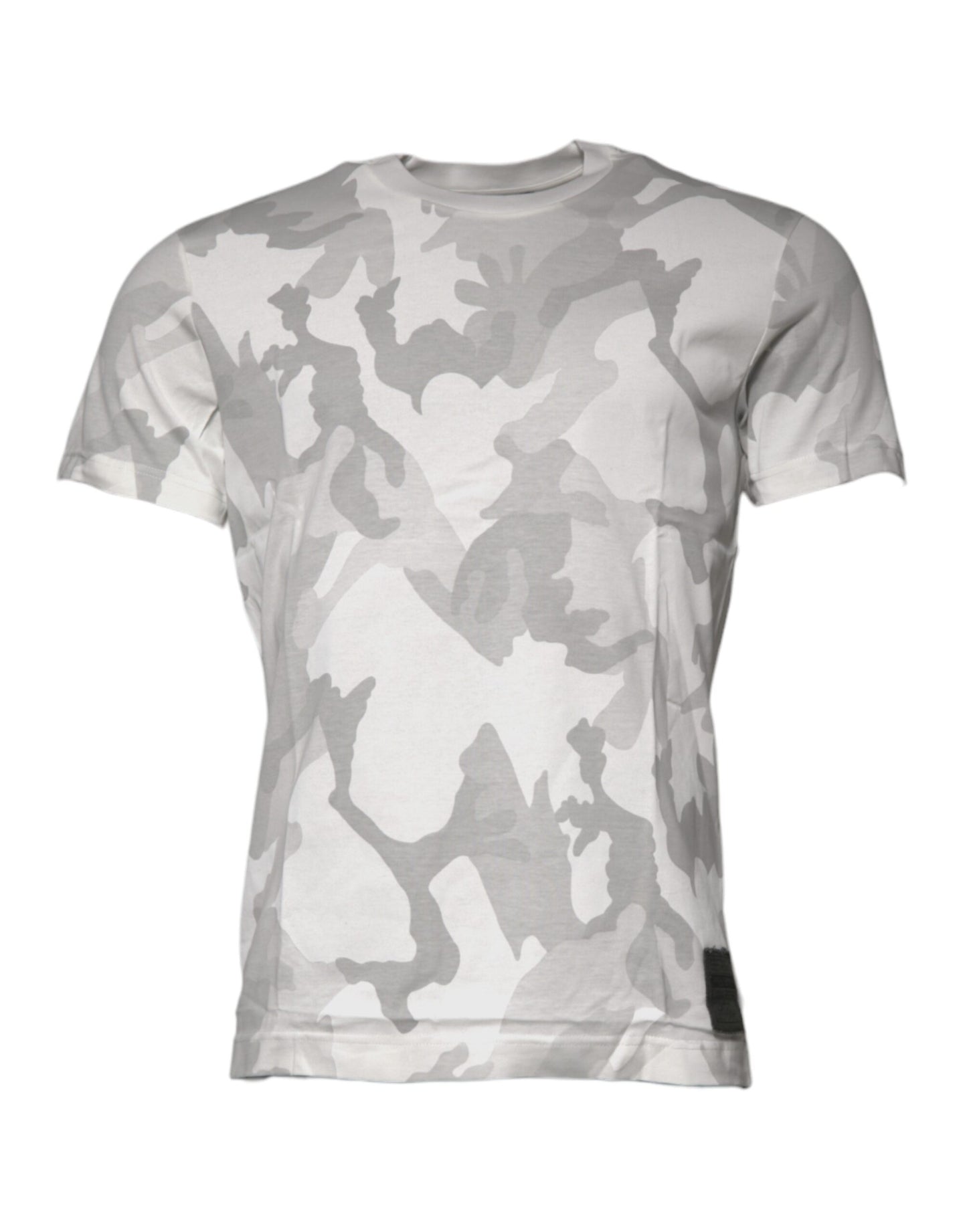 T-shirt girocollo in cotone mimetico bianco grigio