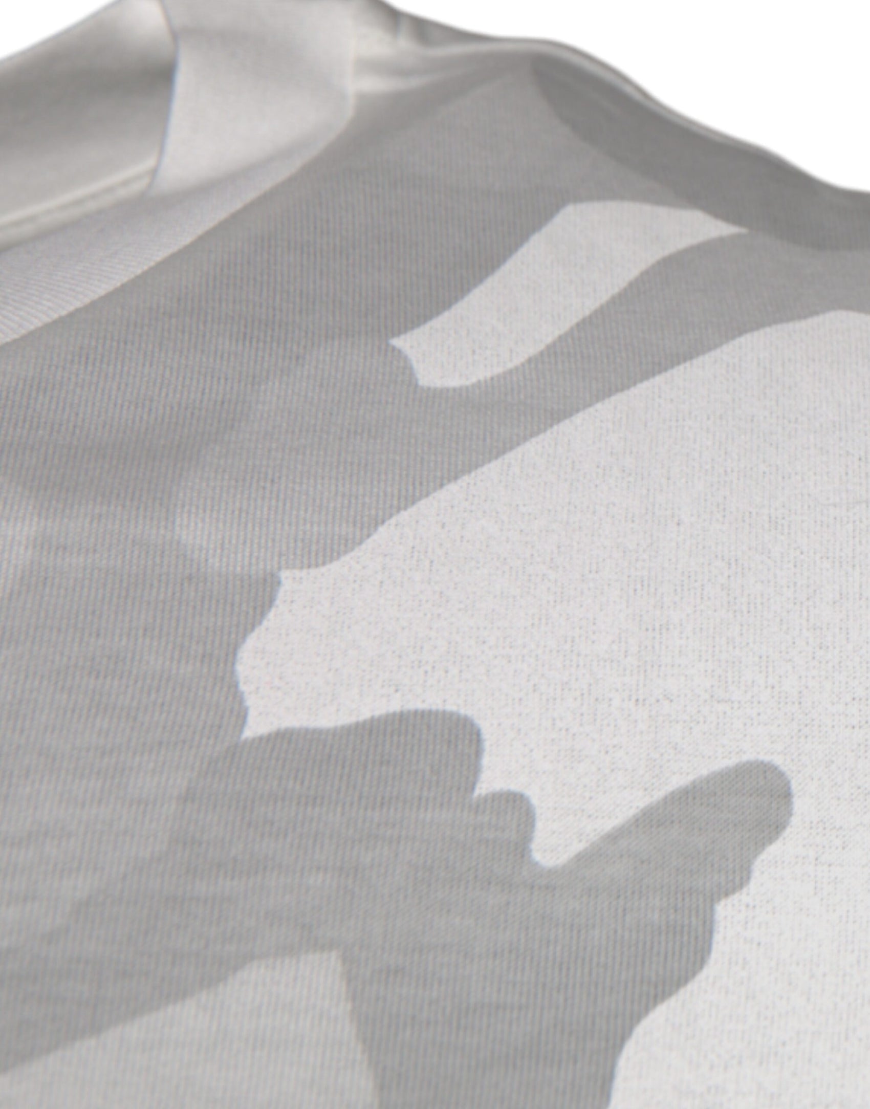 Weiß-graues Camouflage-T-Shirt aus Baumwolle mit Rundhalsausschnitt