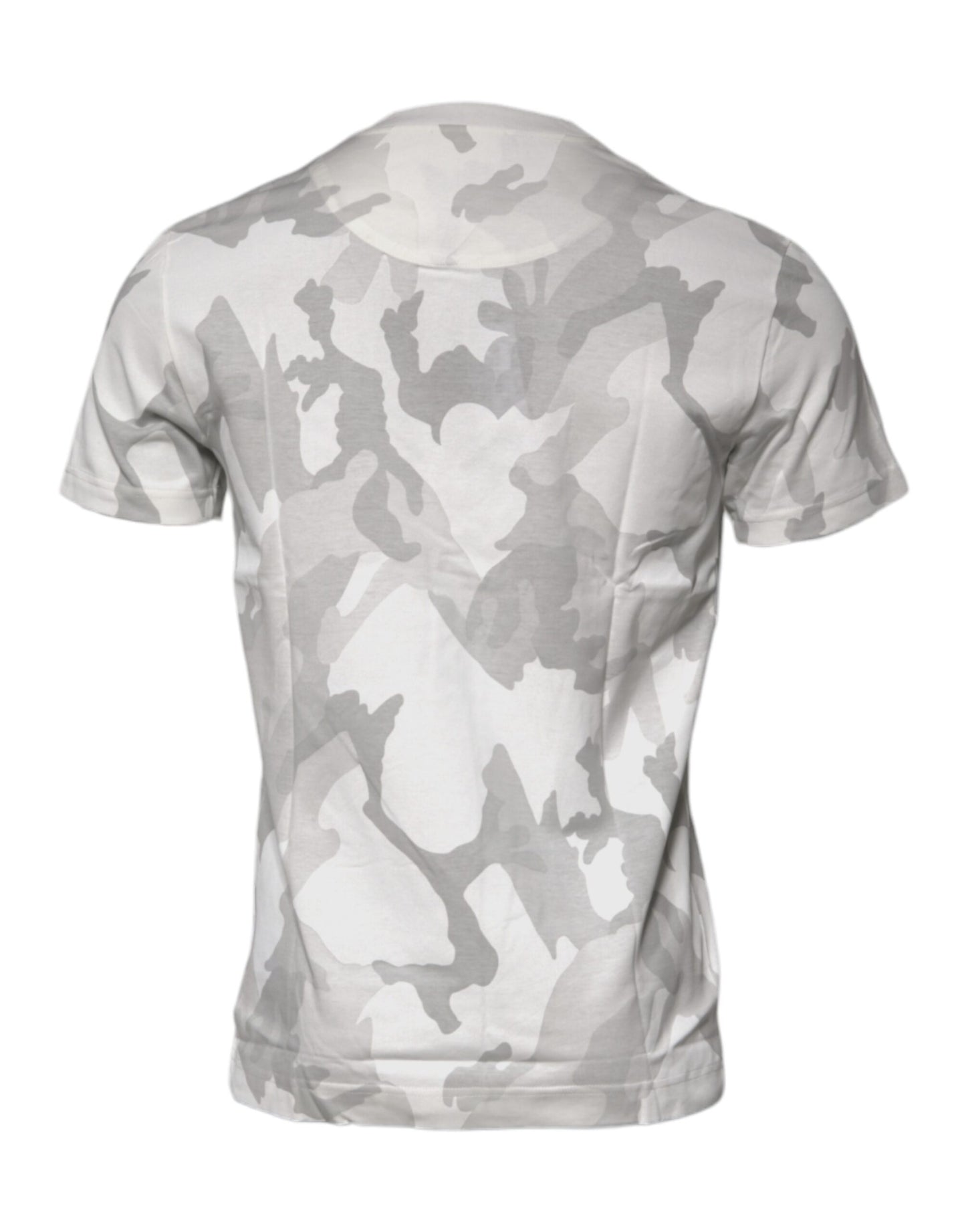 T-shirt girocollo in cotone mimetico bianco grigio