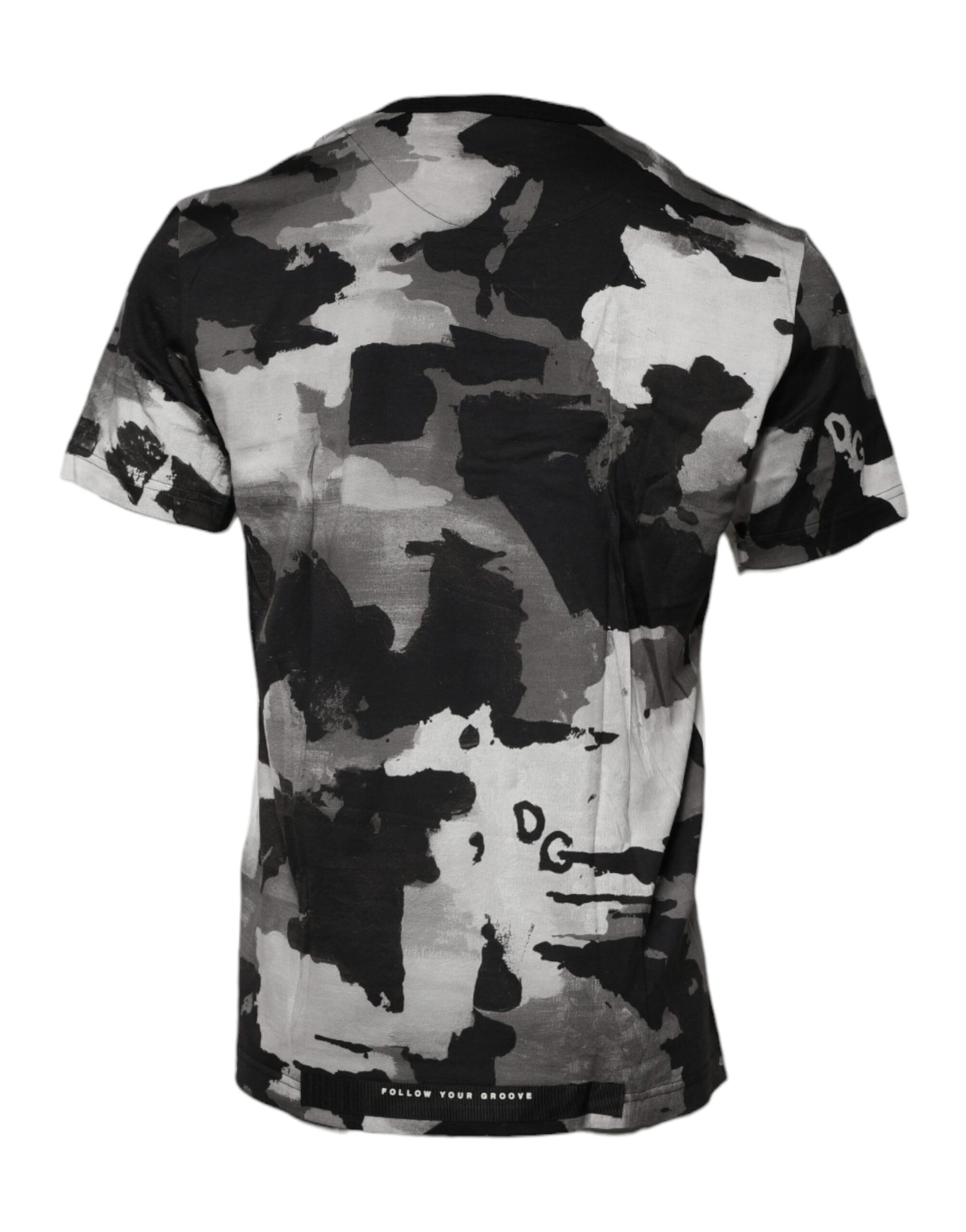 Mehrfarbiges T-Shirt mit Rundhalsausschnitt und Camouflage-Muster