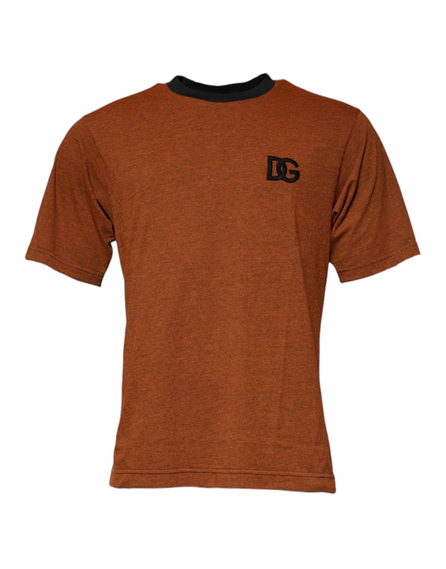 T-shirt girocollo in poliestere con logo DG marrone