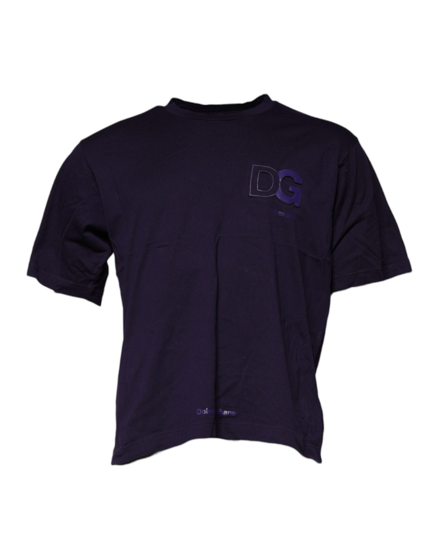 Lilafarbenes T-Shirt aus Baumwolle mit Rundhalsausschnitt und DG-Logo
