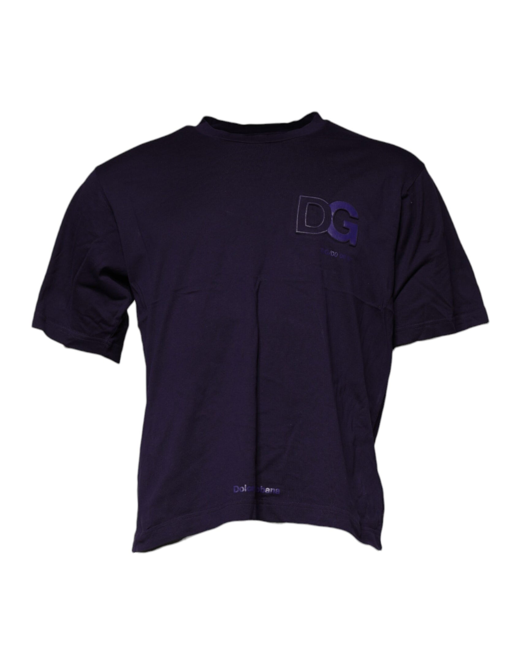 Lilafarbenes T-Shirt aus Baumwolle mit Rundhalsausschnitt und DG-Logo