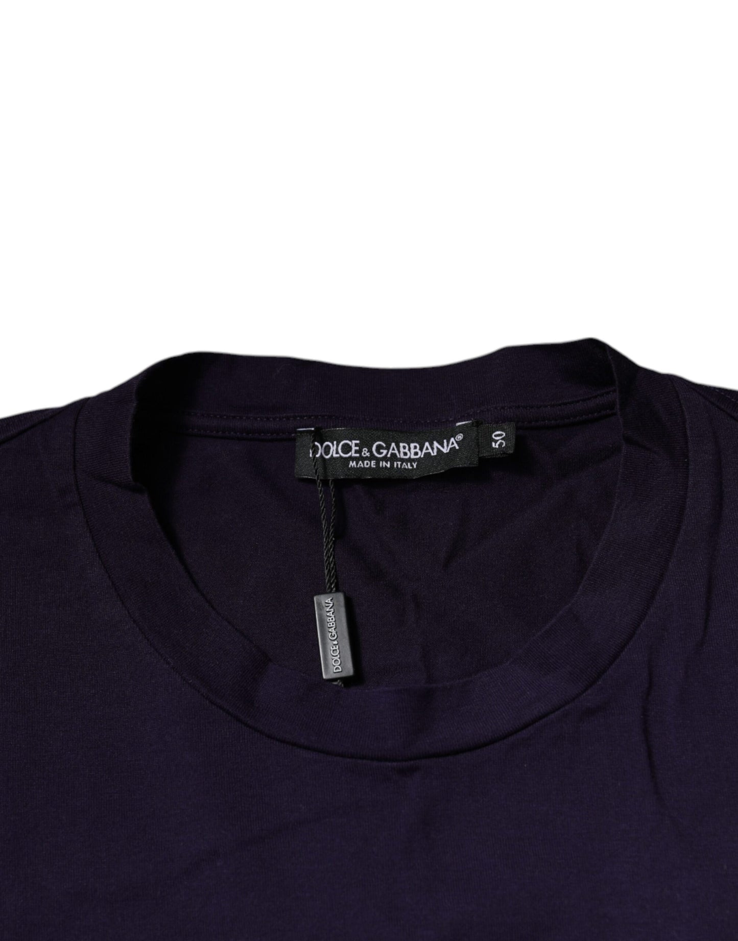 Lilafarbenes T-Shirt aus Baumwolle mit Rundhalsausschnitt und DG-Logo