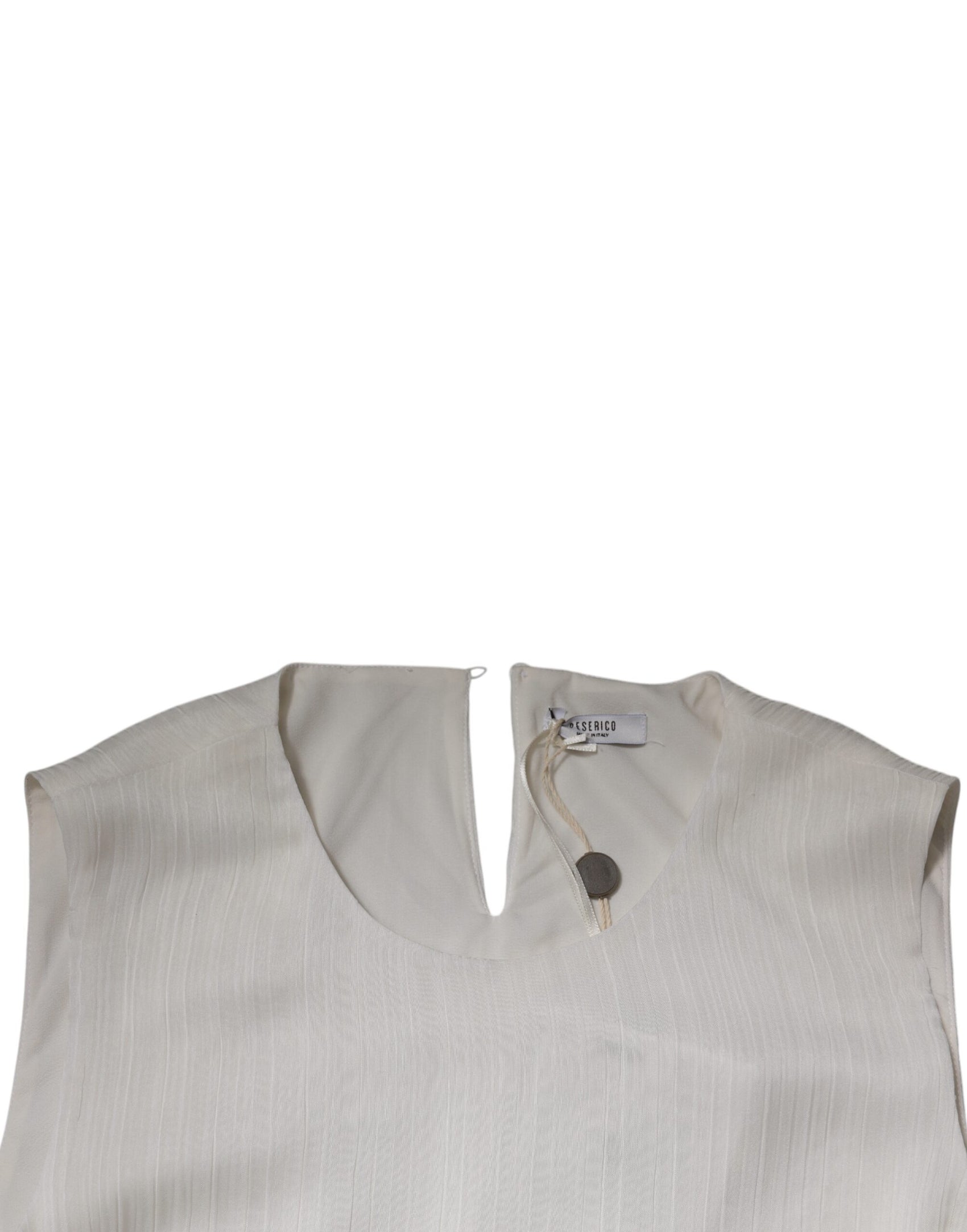 Abito lungo bianco senza maniche con scollo rotondo