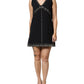 Black Embellished Polyester Sleeveless Shift A-line Mini Dress