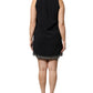 Black Embellished Polyester Sleeveless Shift A-line Mini Dress