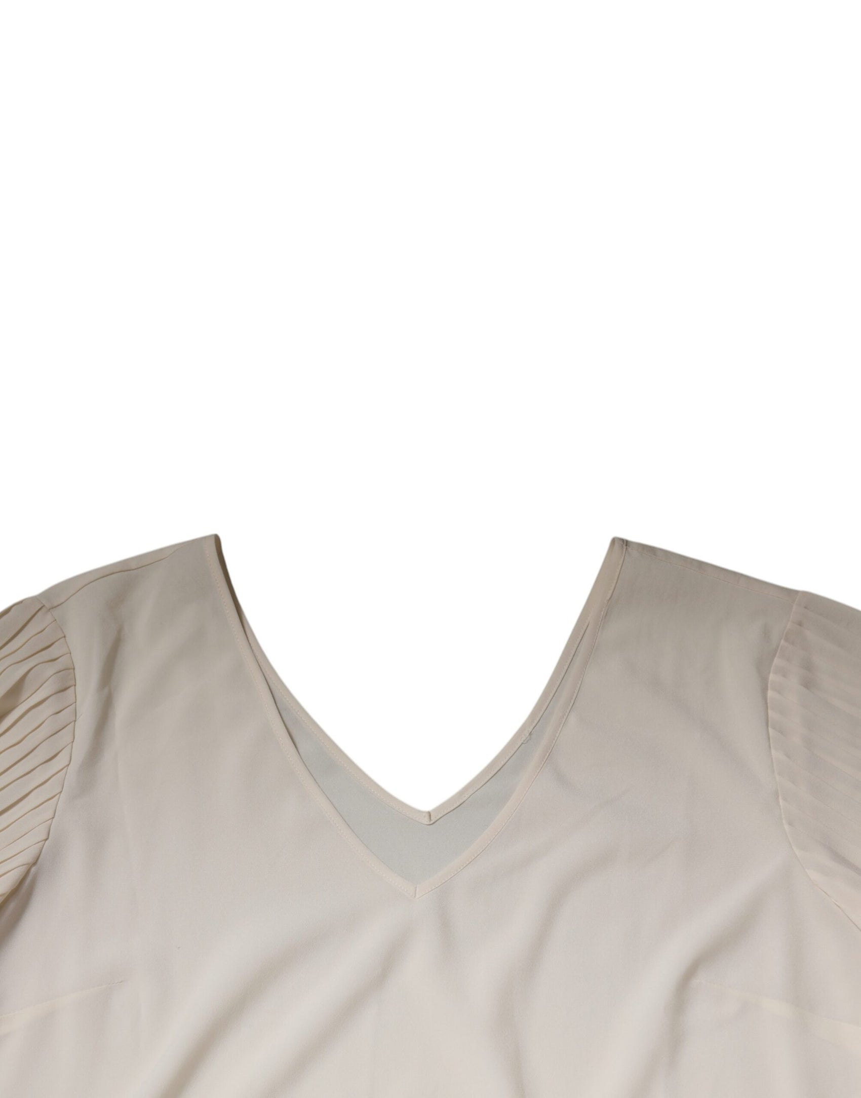 Abito midi a tubino con scollo a V e maniche corte bianco sporco