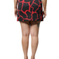 Black Red Abstract Mid Waist A-line Mini Skirt