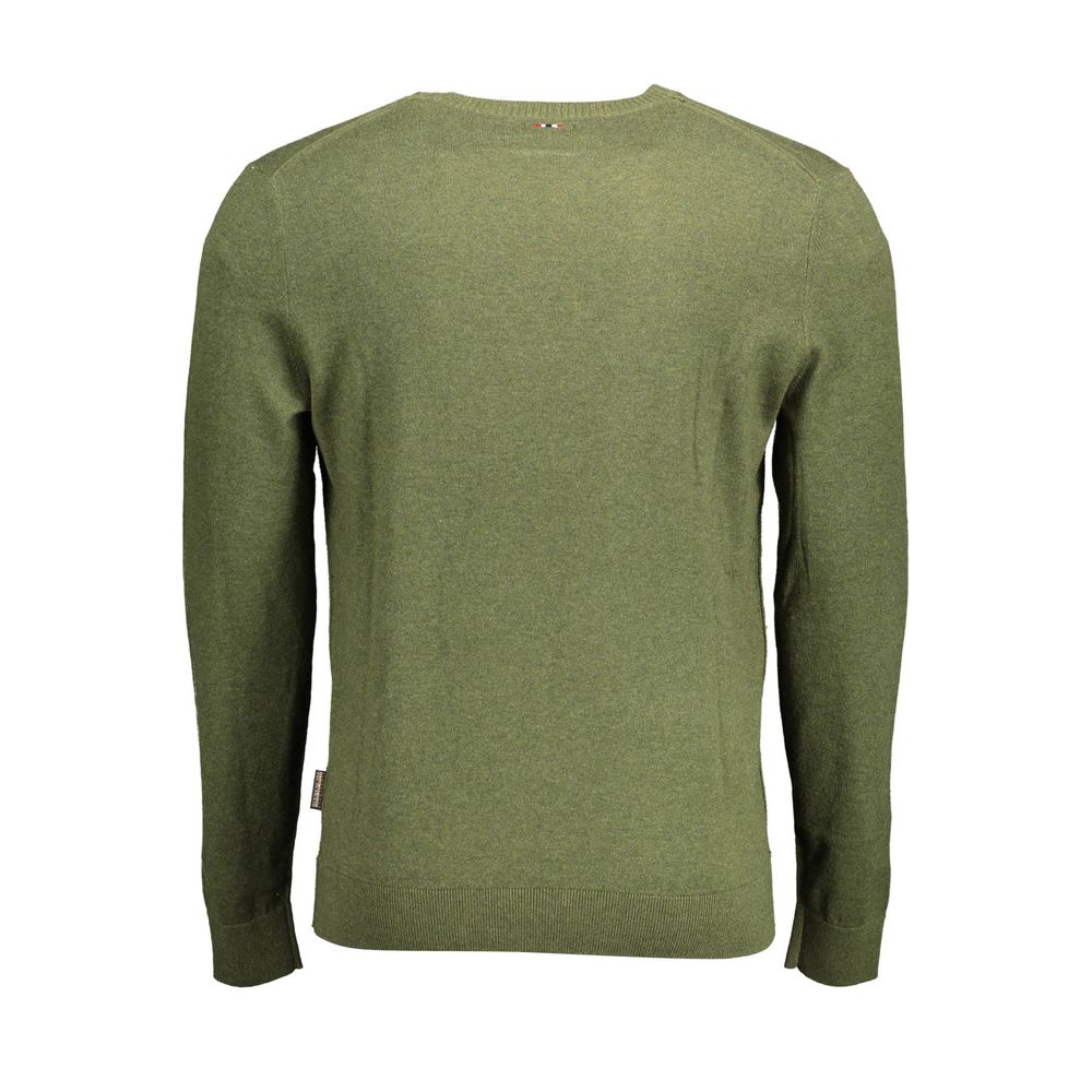 Green Cotton Men Sweater