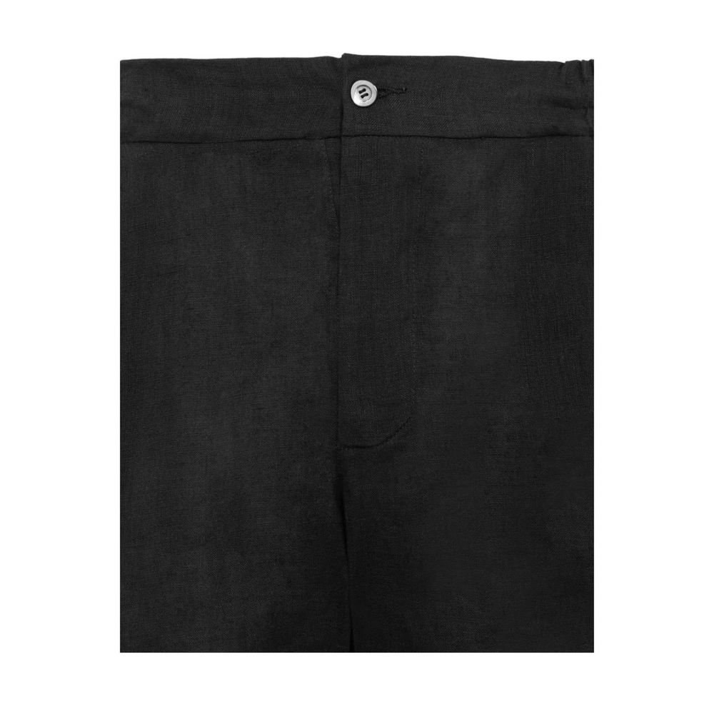 Schwarze Leinenshorts