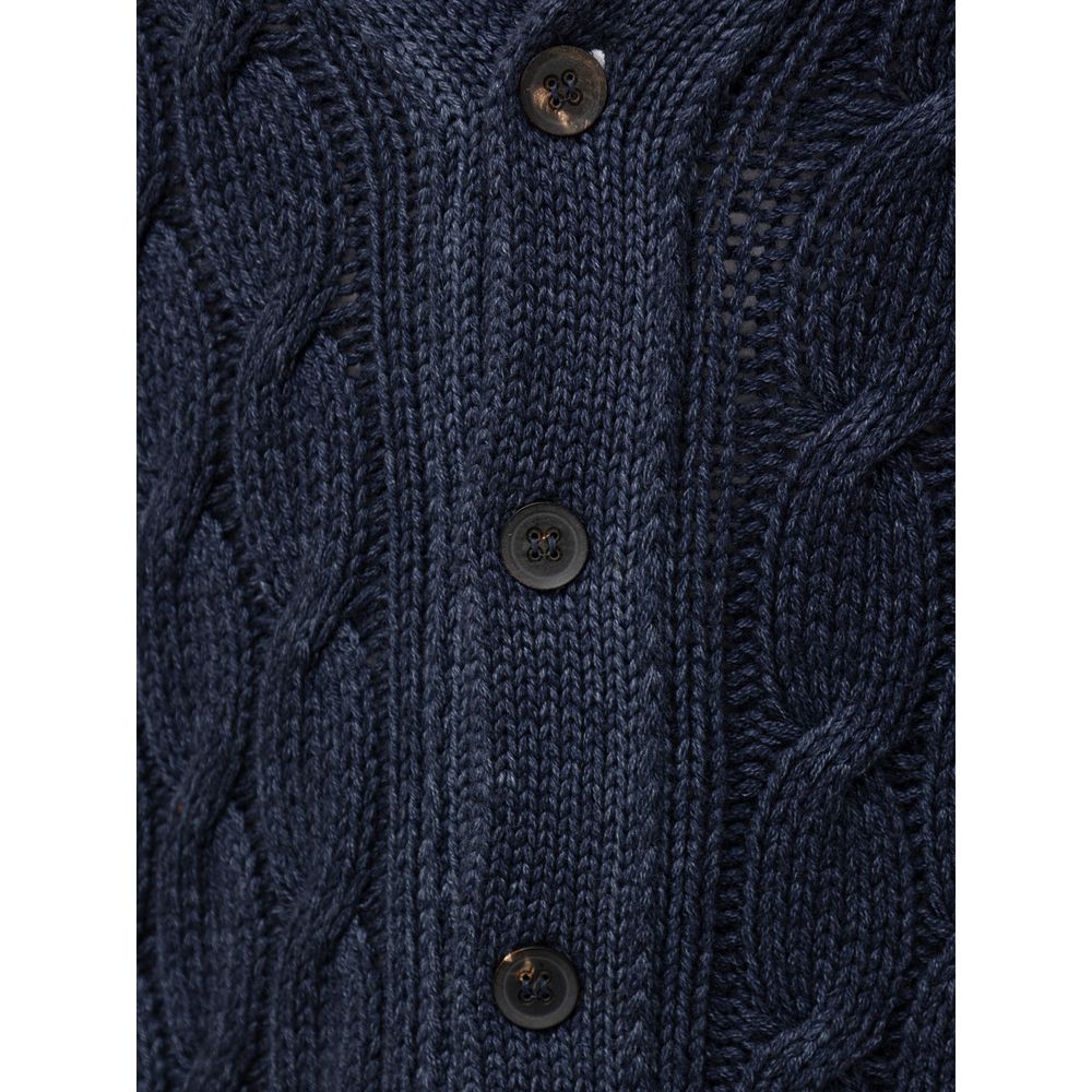 Blauer Kaschmir-Cardigan