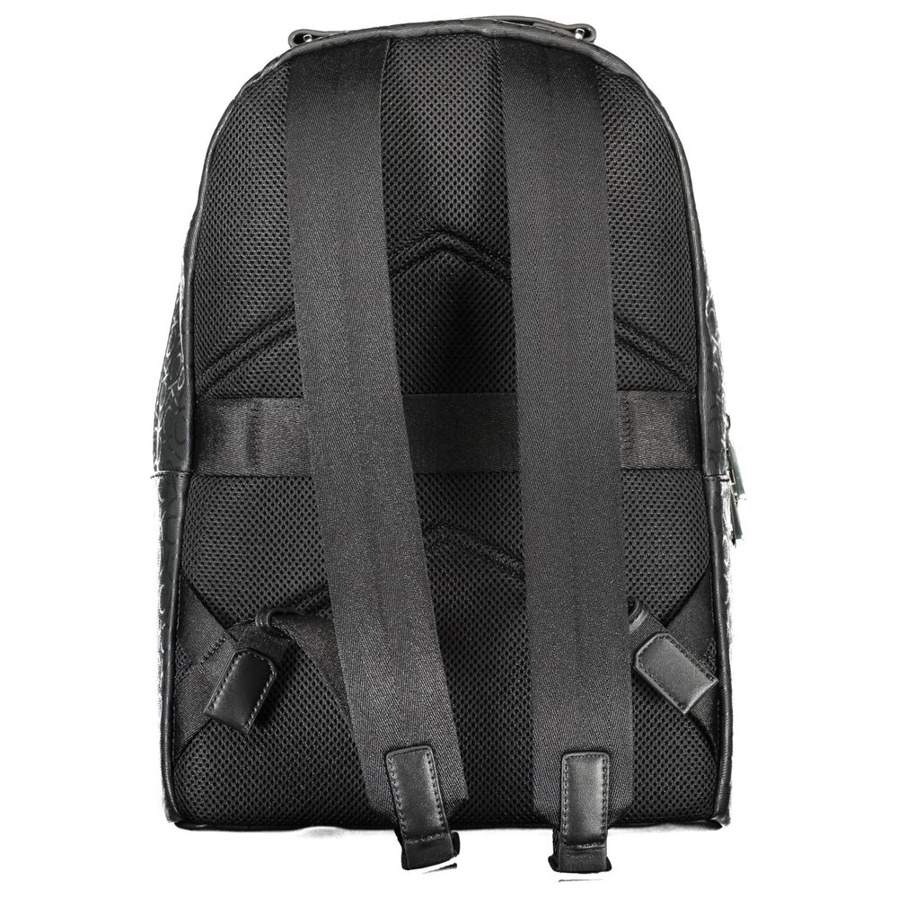 Black Polyester Men Backpack