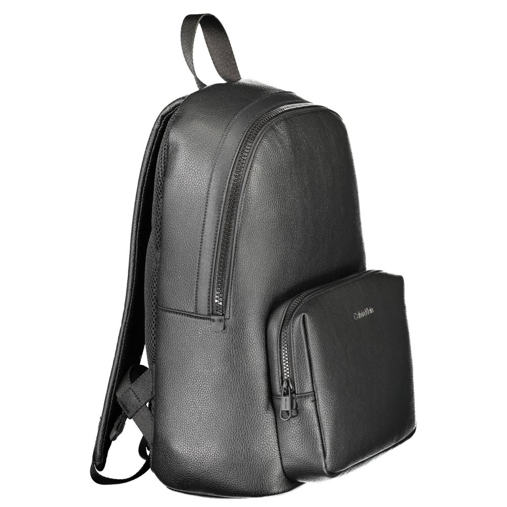 Black Polyethylene Men Backpack