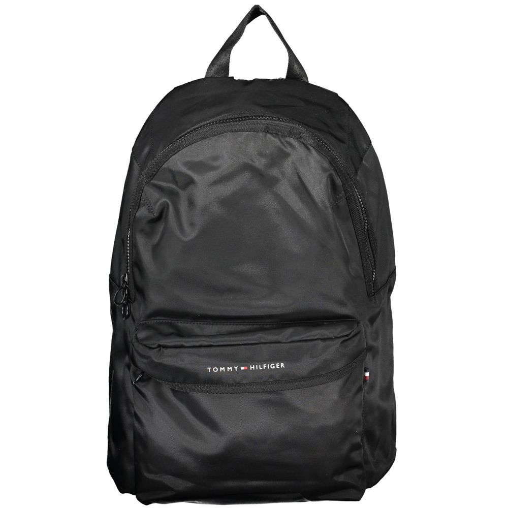 Black Polyester Men Backpack