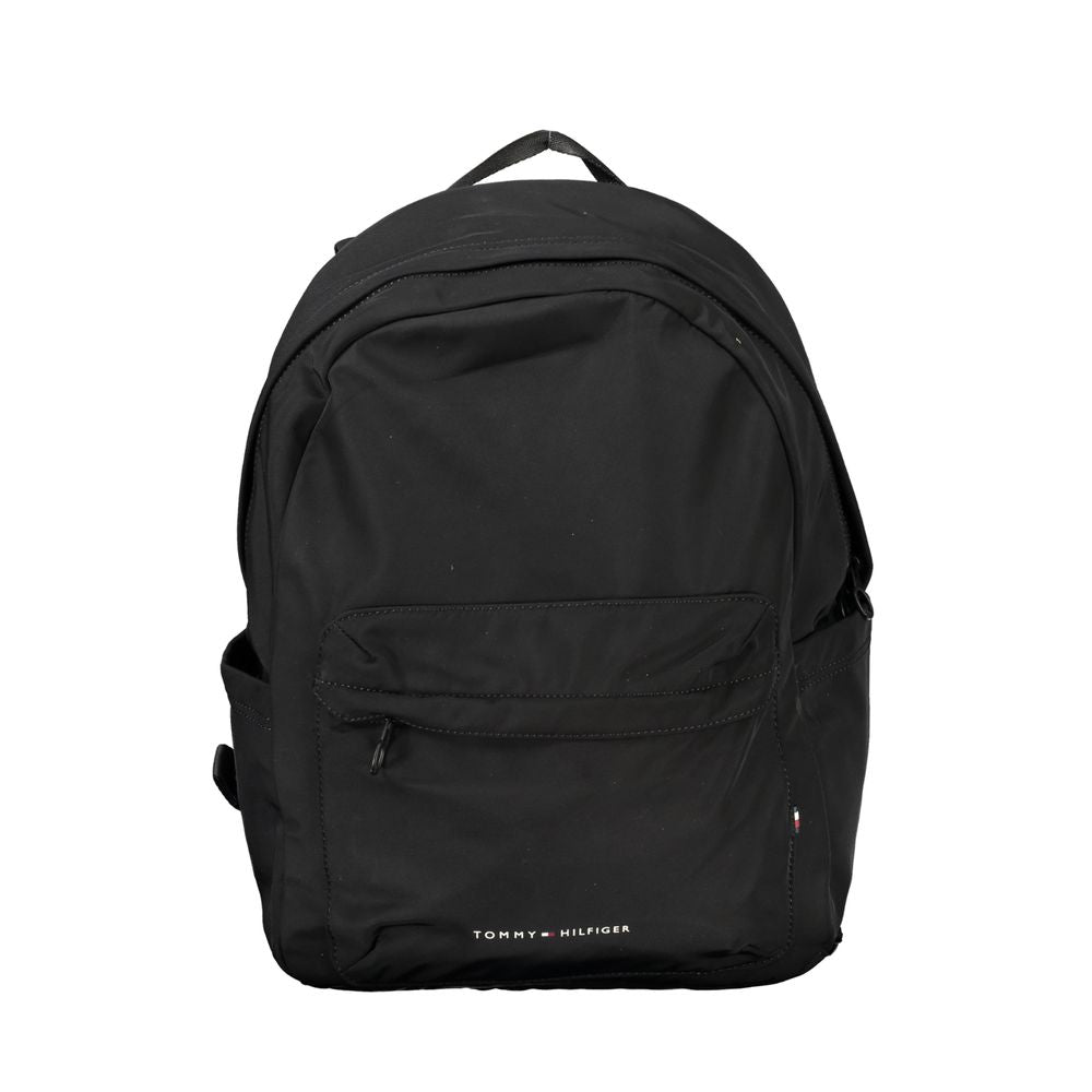 Black Polyester Men Backpack