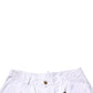 White Cargo Denim Mid Waist Casual Bermuda Shorts