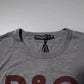 T-shirt da uomo in cotone con stampa logo grigio e scollo rotondo