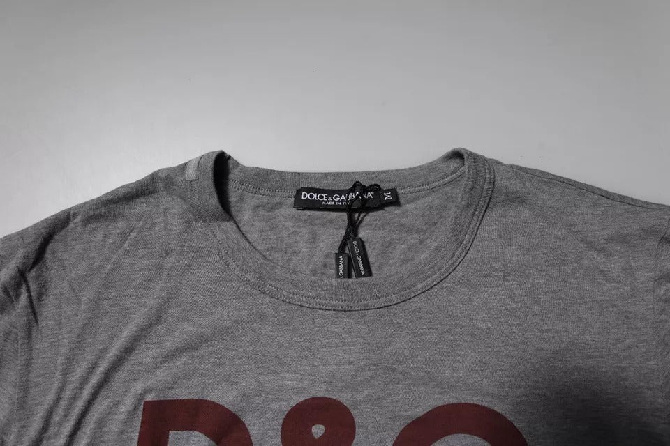 Graues Herren-T-Shirt aus Baumwolle mit Rundhalsausschnitt und Logo-Print