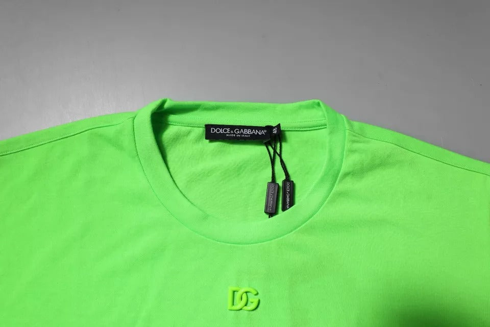 Grünes T-Shirt aus Polyester mit Rundhalsausschnitt und Logo