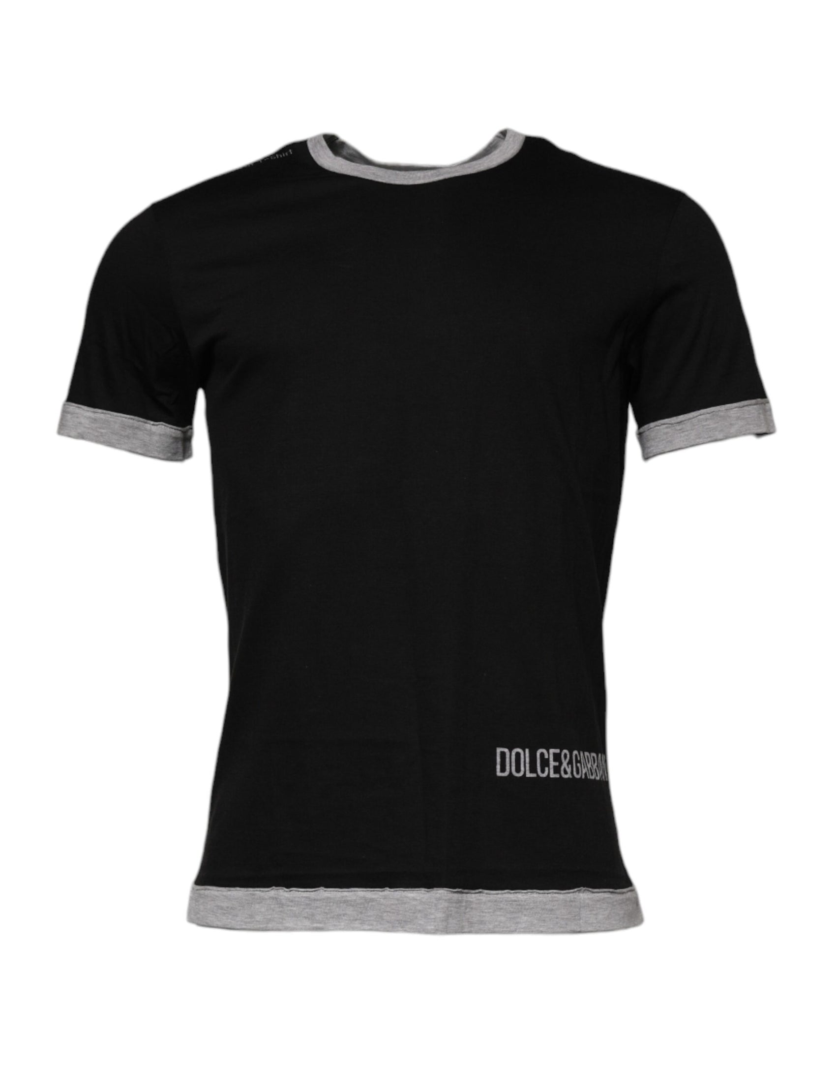 Schwarzes Herren-T-Shirt aus Baumwolle mit Rundhalsausschnitt und Logo