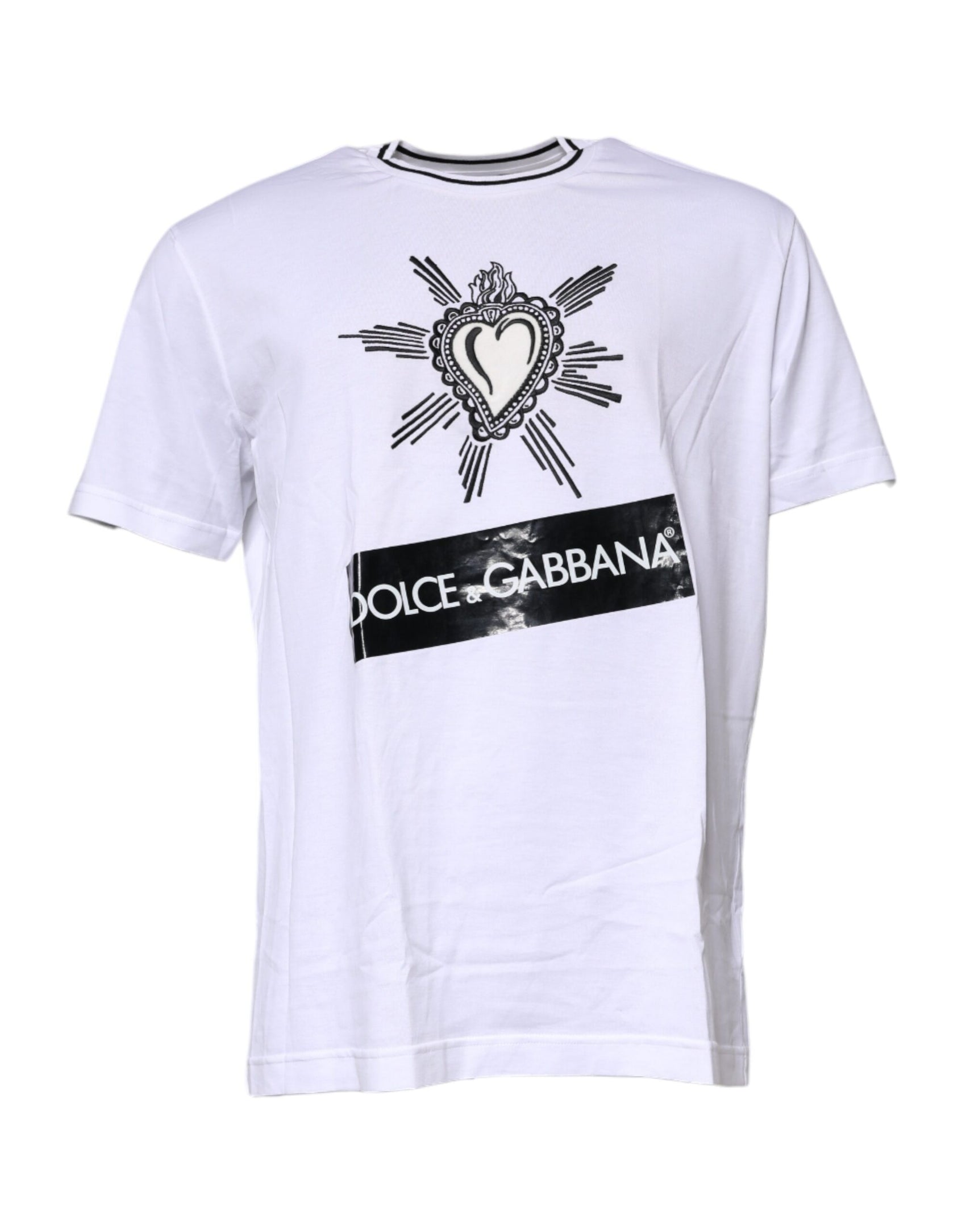 Weißes Kurzarm-T-Shirt mit Herz-Jesu-Motiv