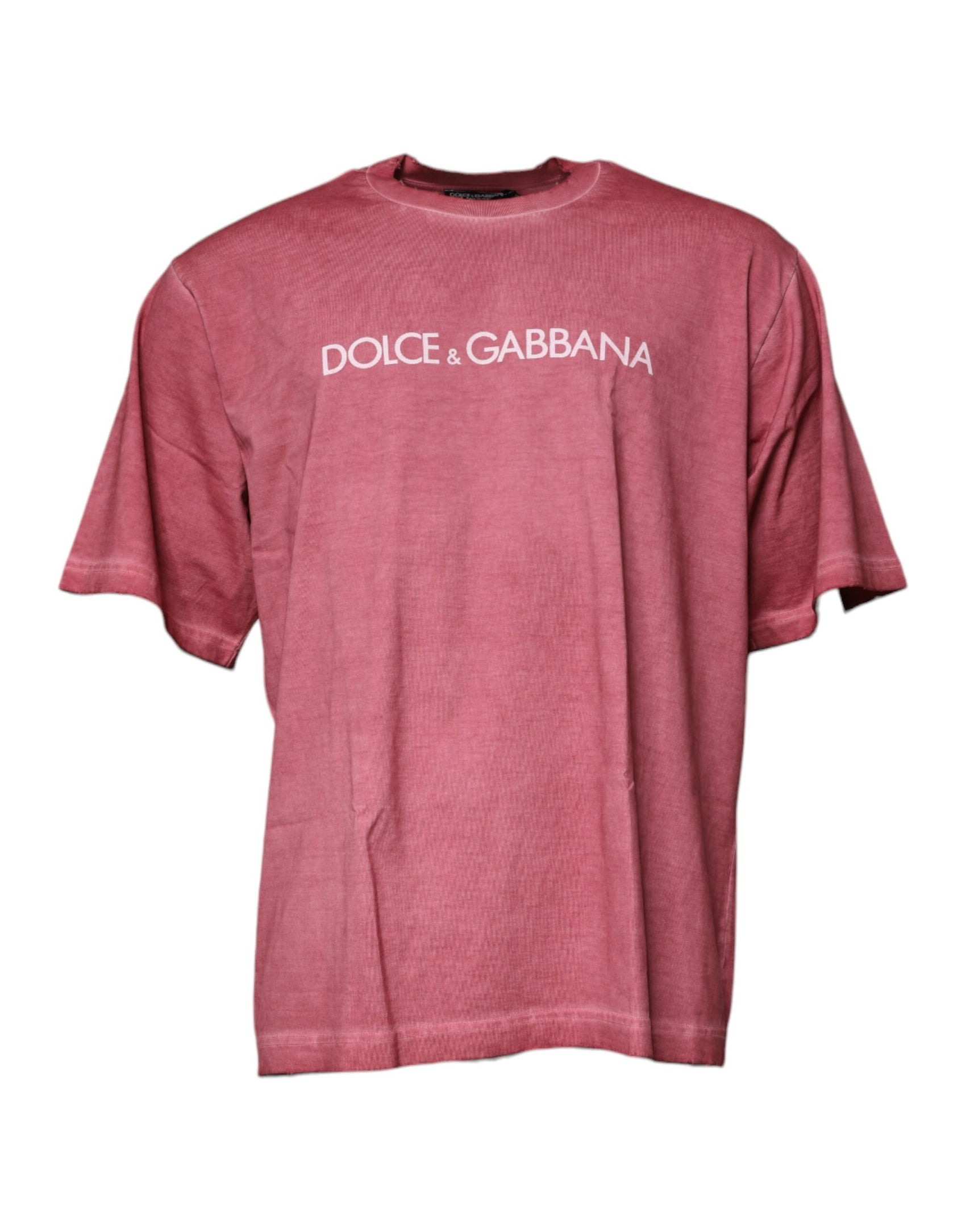 Rosafarbenes Baumwoll-T-Shirt mit Rundhalsausschnitt und Logo-Print
