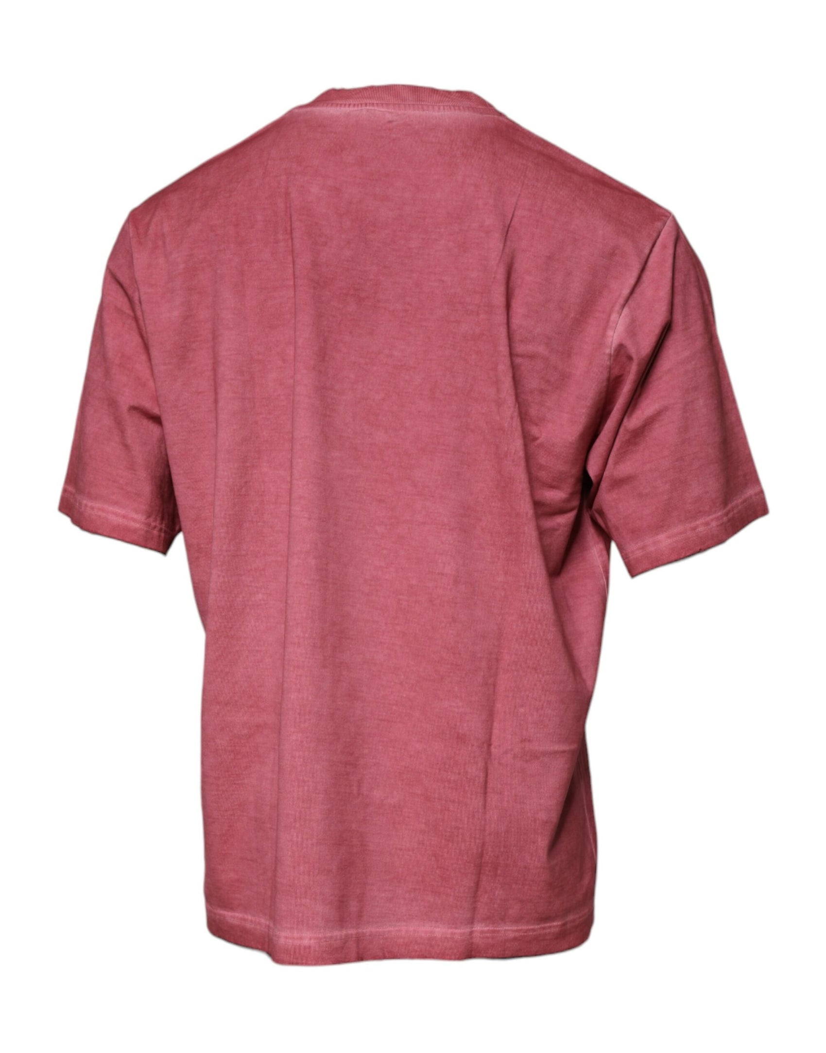 Rosafarbenes Baumwoll-T-Shirt mit Rundhalsausschnitt und Logo-Print