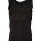 Schwarzes ärmelloses Tank-T-Shirt mit Rundhalsausschnitt