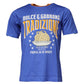 Blaues Baumwoll-T-Shirt mit Rundhalsausschnitt und grafischem Print