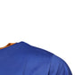 Blaues Baumwoll-T-Shirt mit Rundhalsausschnitt und grafischem Print