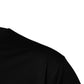 Schwarzes Baumwoll-T-Shirt mit Rundhalsausschnitt und Logo-Patch