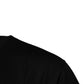 Schwarzes Baumwoll-T-Shirt mit Rundhalsausschnitt und Logo-Patch