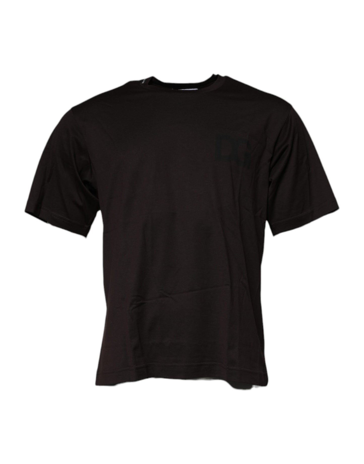 Dunkelbraunes T-Shirt aus Baumwolle mit Rundhalsausschnitt und Logo