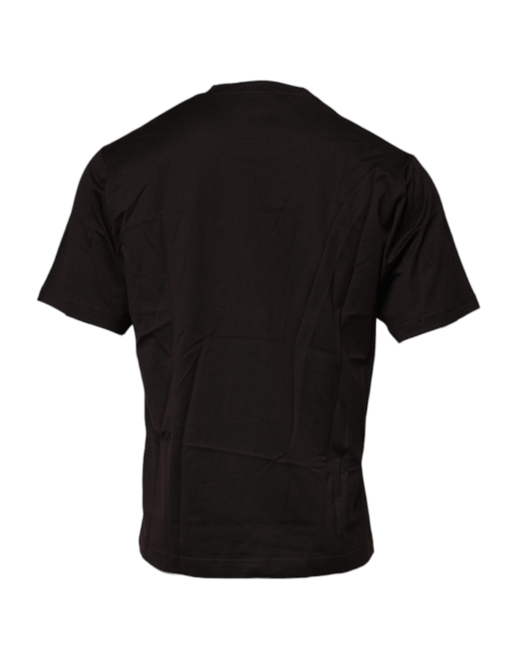 Dunkelbraunes T-Shirt aus Baumwolle mit Rundhalsausschnitt und Logo