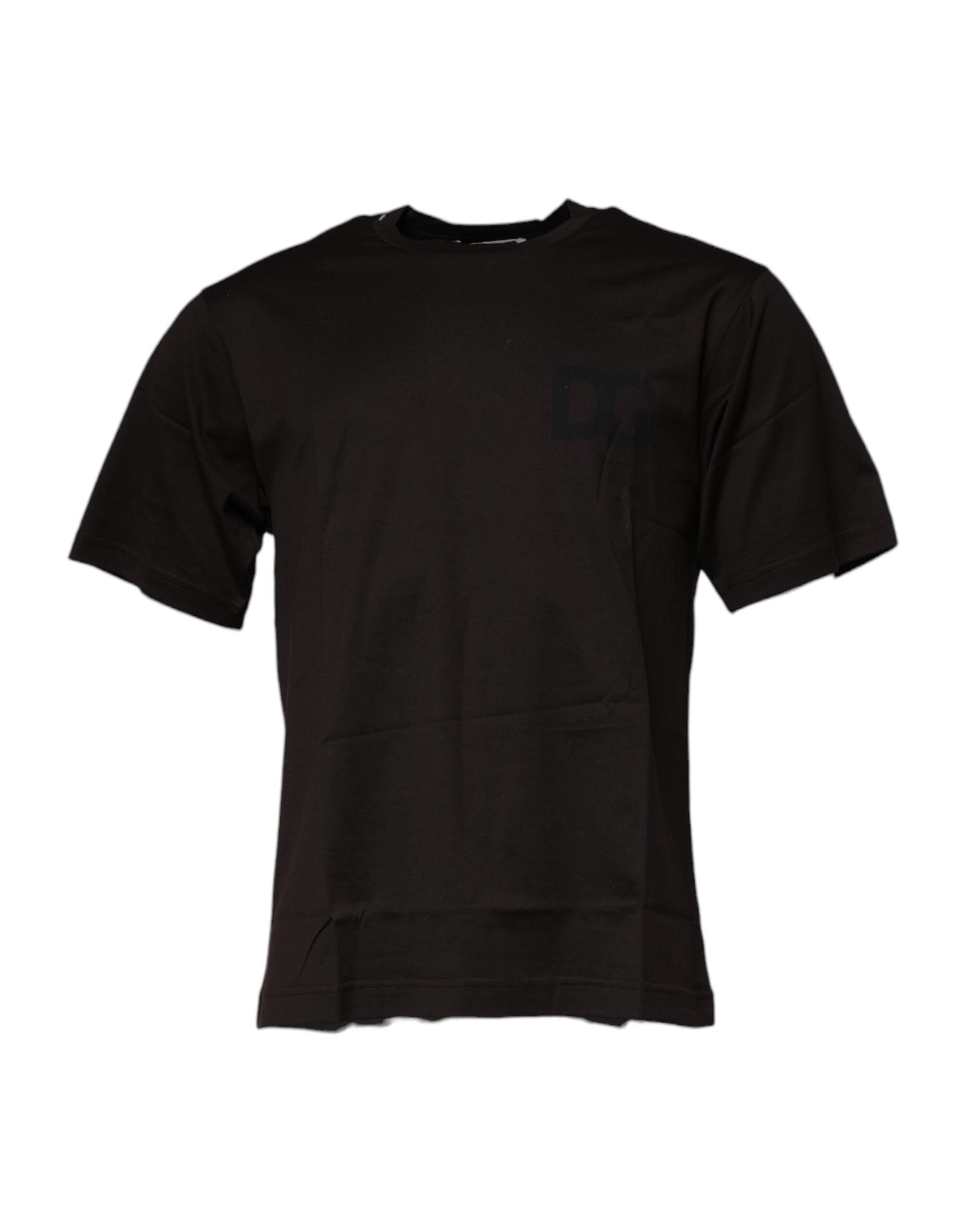 Dunkelbraunes T-Shirt aus Baumwolle mit Rundhalsausschnitt und Logo
